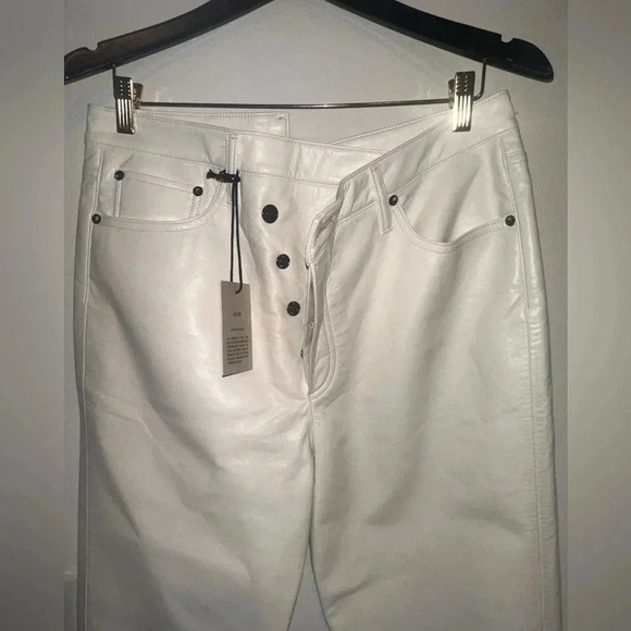 Agolde Recycled Leather Criss Cross Straight Pants in Lace - Picture 4 of 9